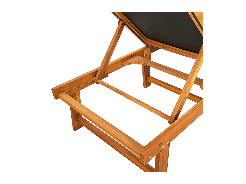 Set di 2 sedie a sdraio in legno massello di acacia nero e Textilene