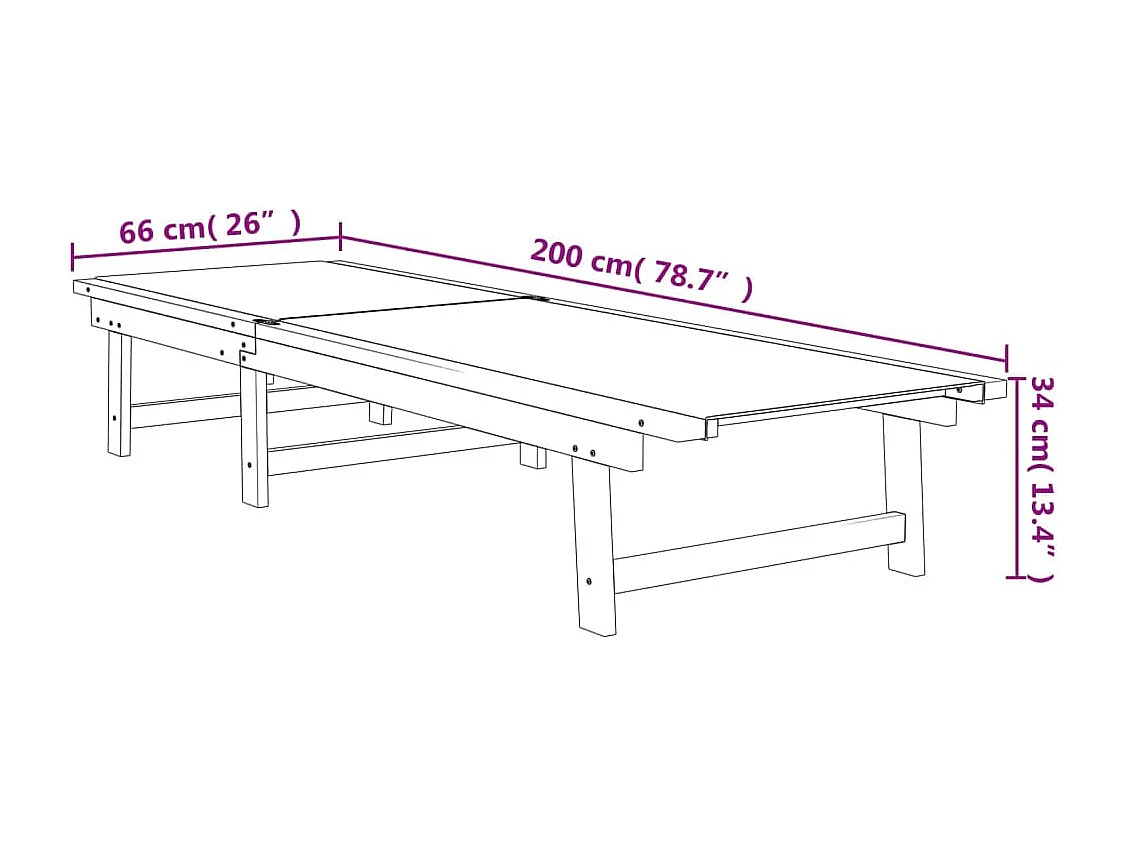 Set di 2 sedie a sdraio in legno massello di acacia nero e Textilene