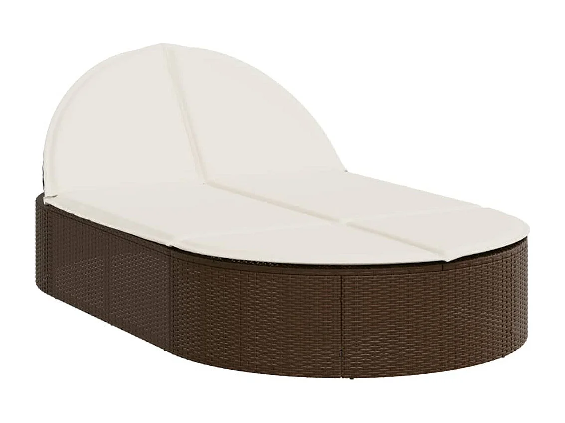 Chaise longue double avec coussins marron résine tressée