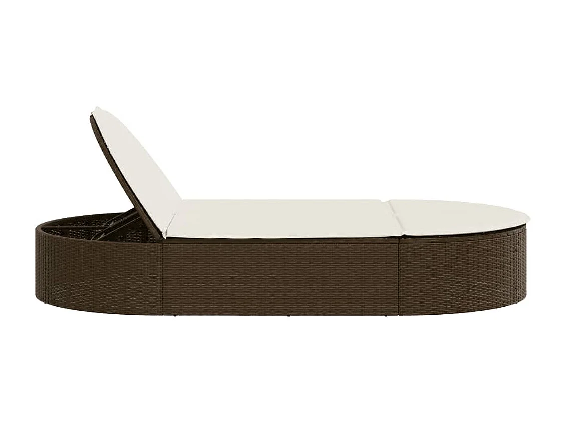 Chaise longue double avec coussins marron résine tressée