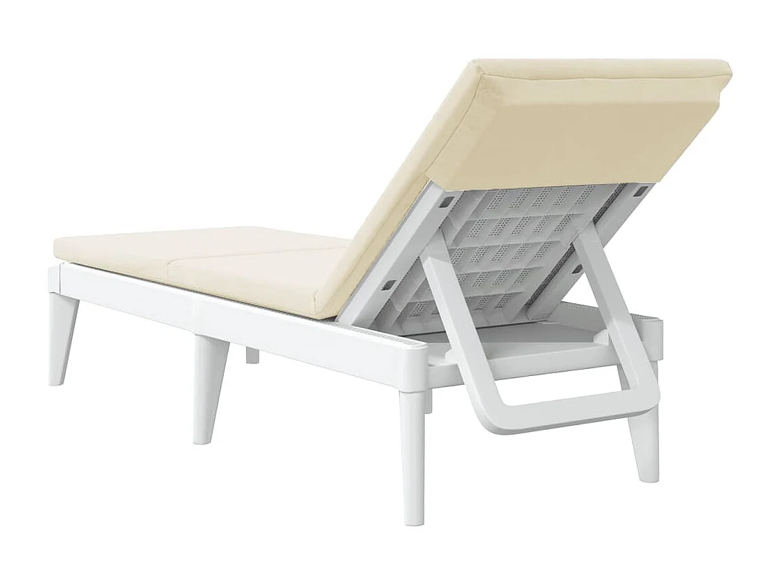 Chaise longue avec coussin blanc 186x60x29 cm PP