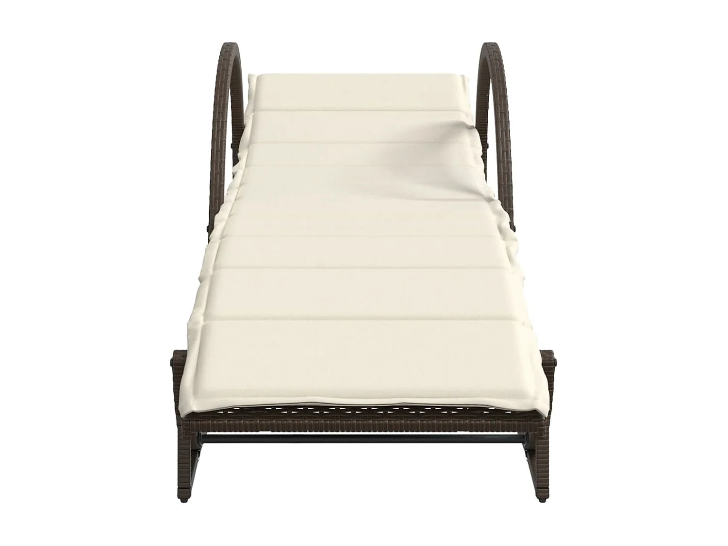 Chaises longues lot de 2 avec coussins marron résine tressée