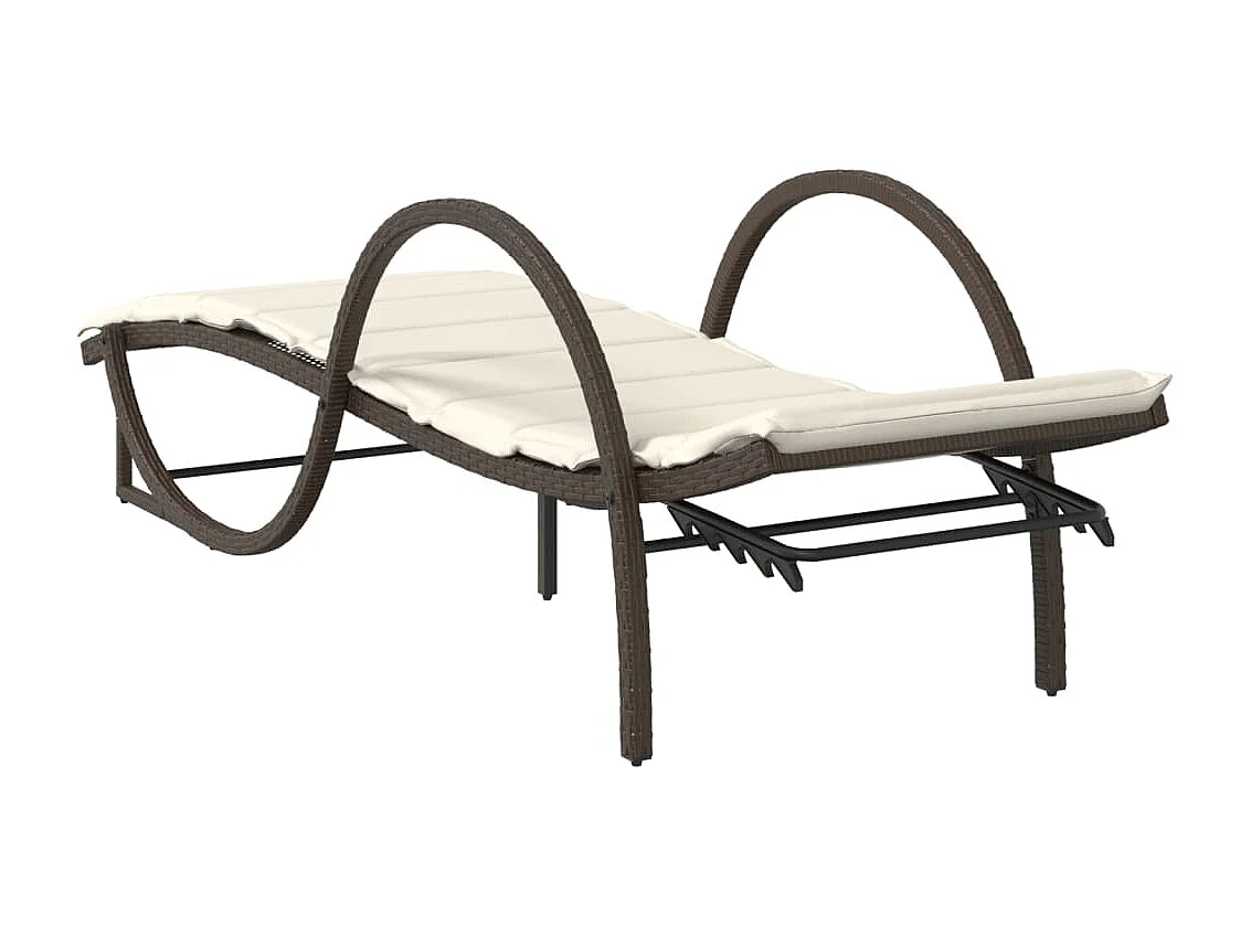 Chaises longues lot de 2 avec coussins marron résine tressée