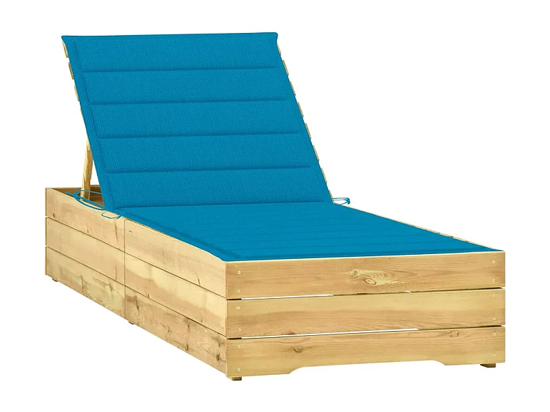 Chaise longue avec coussin bleu Bois de pin imprégné