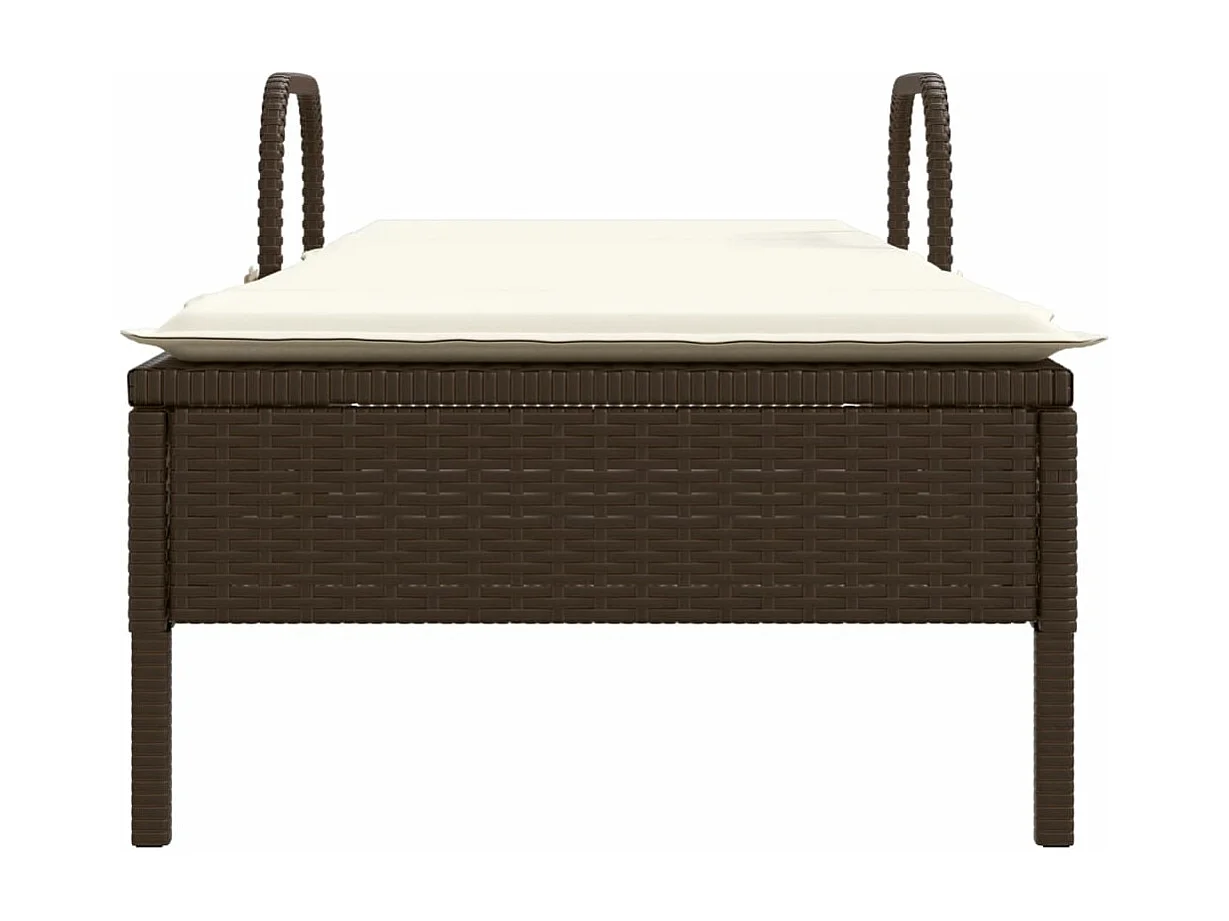 Chaise longue avec roues et coussin marron résine tressée