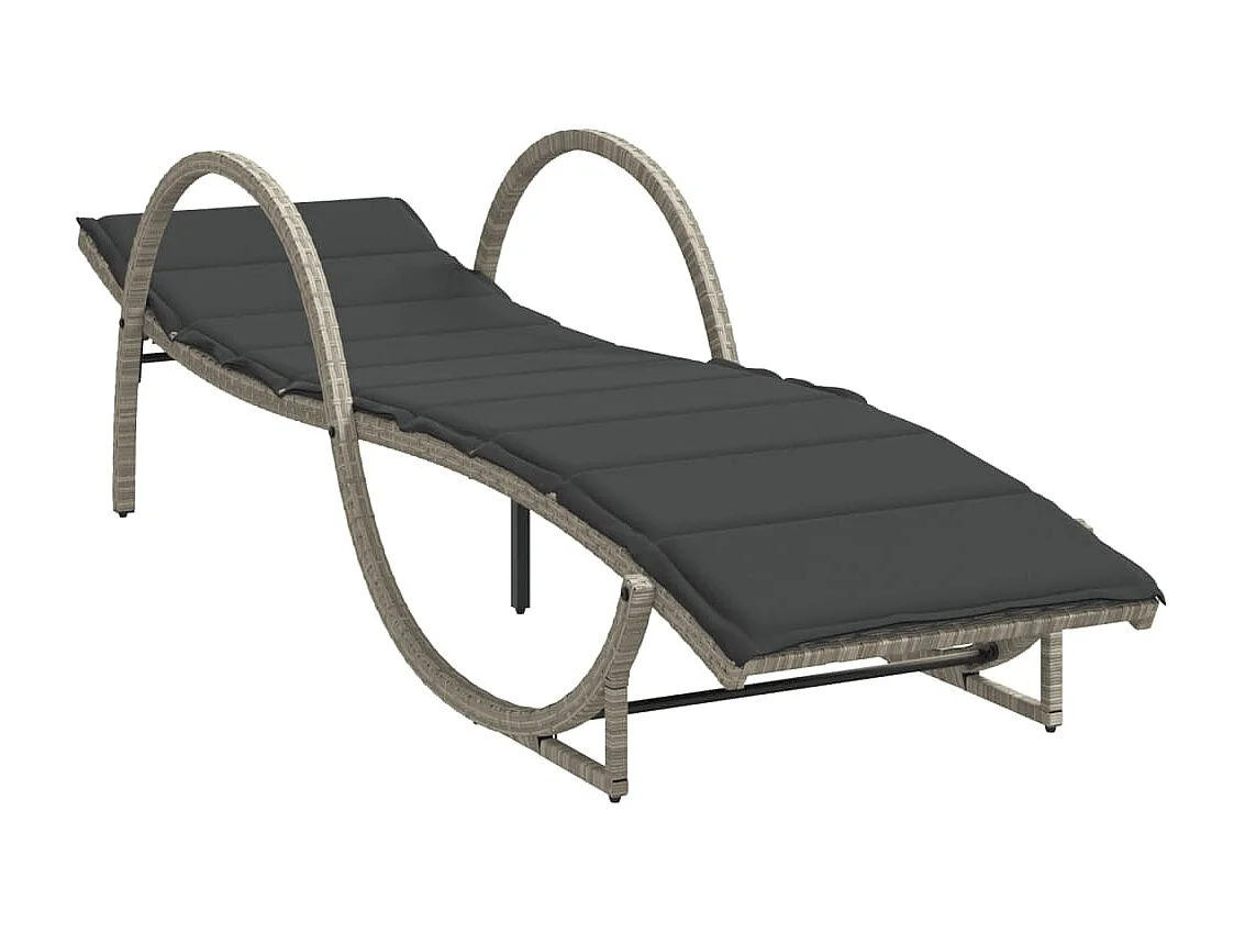 Conjunto de 2 cadeiras de praia com mesa de resina tecida cinza claro