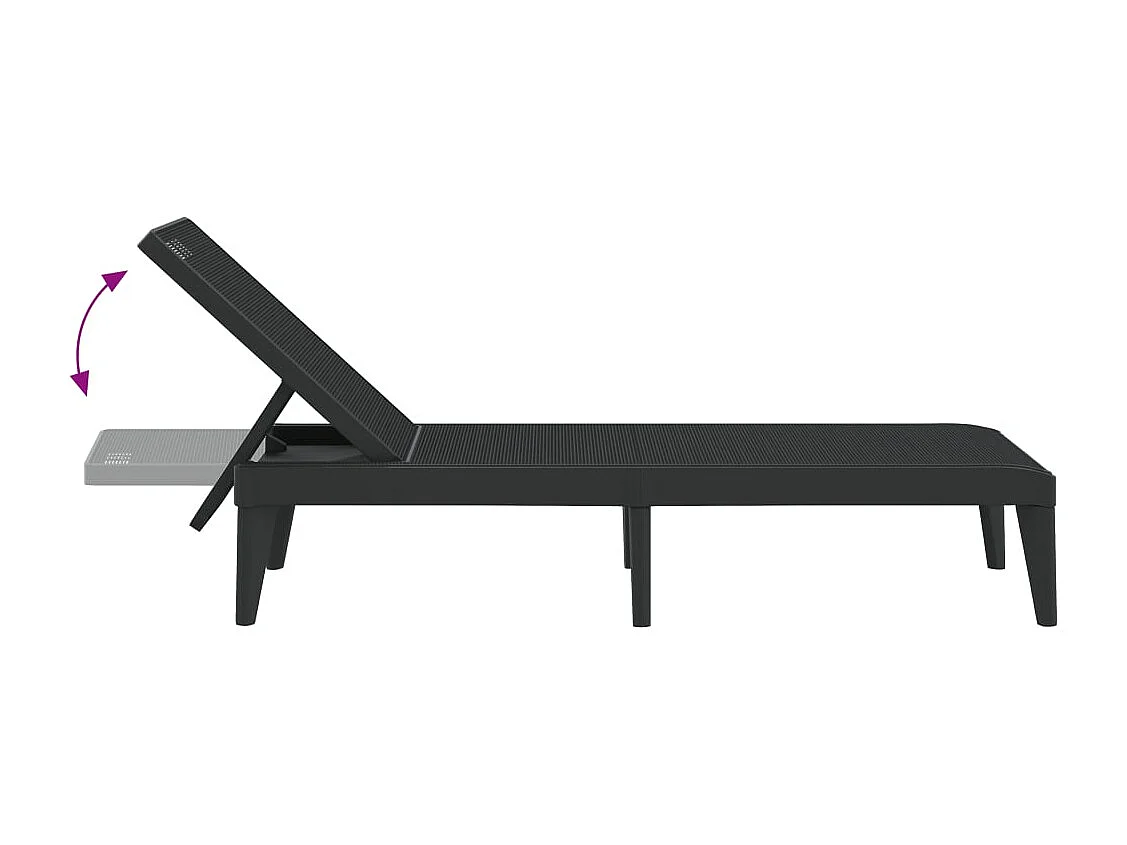 Chaise longue antracite 186x60x29 cm PP