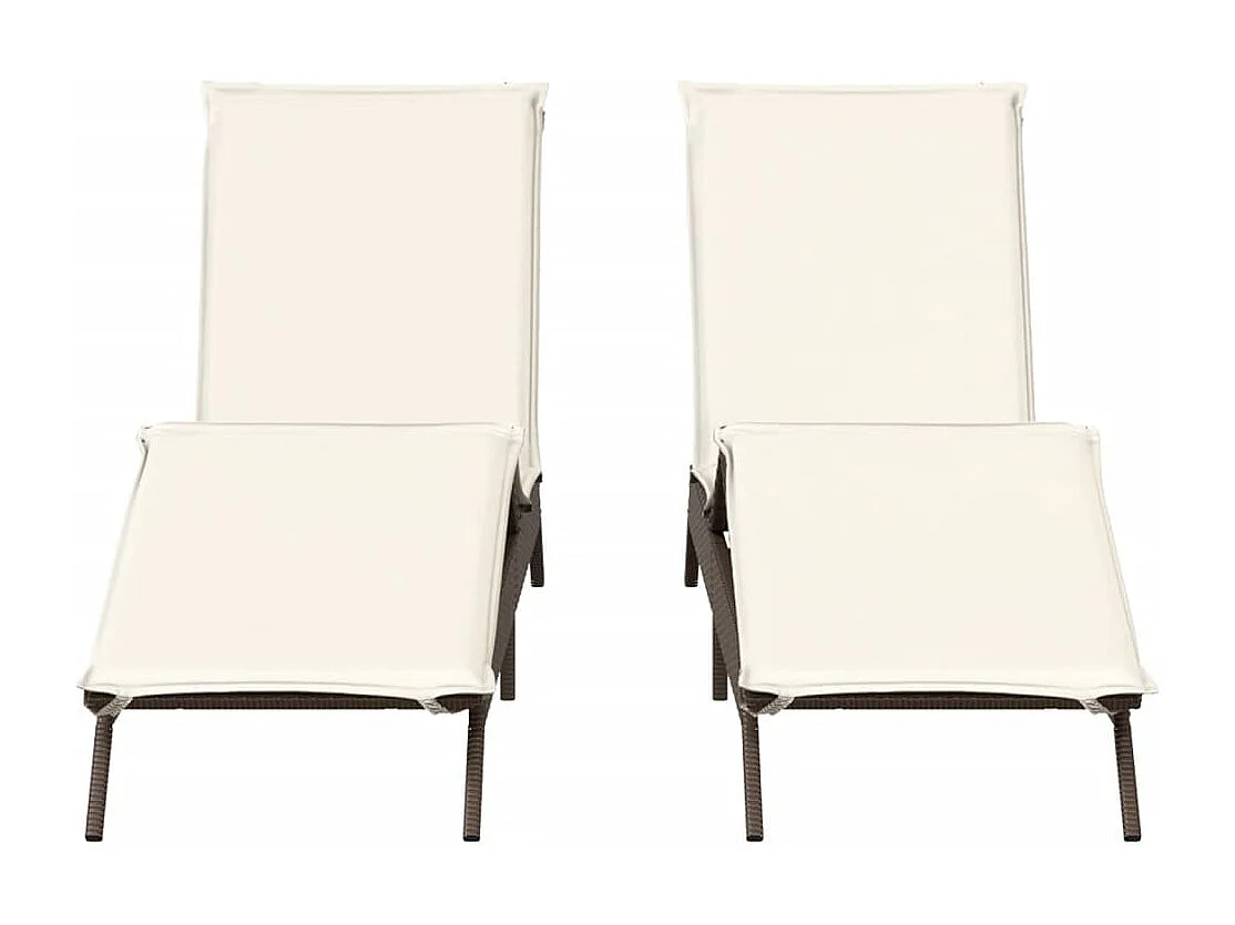 Chaises longues avec coussins lot de 2 marron résine tressée