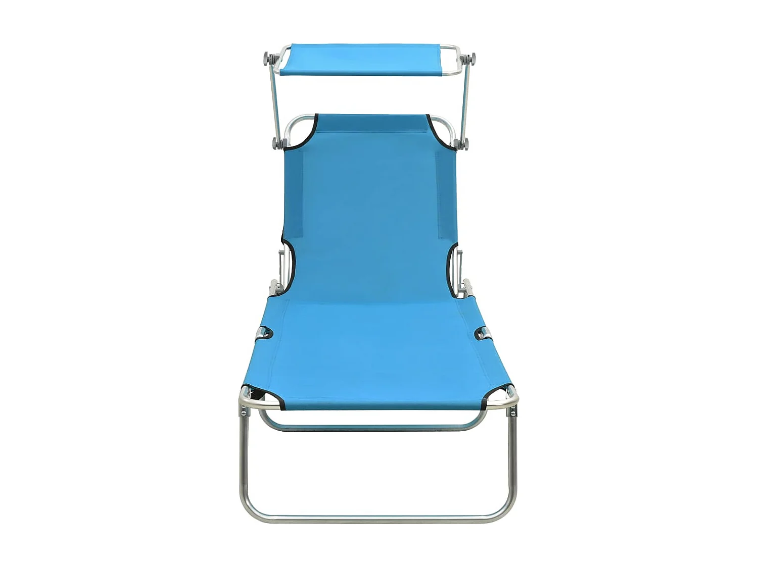 Chaise longue pliable avec auvent acier turquoise et bleu