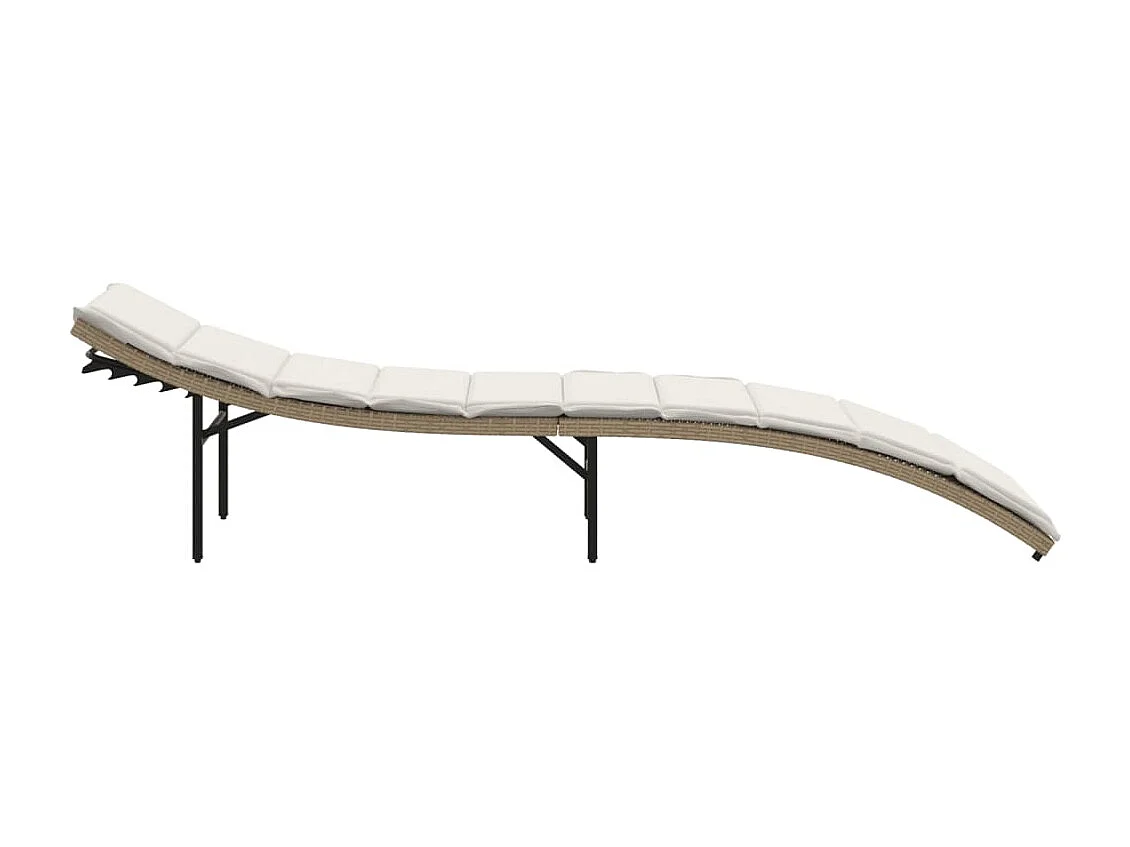 Chaise longue avec coussin beige 55x199x50 cm résine tressée