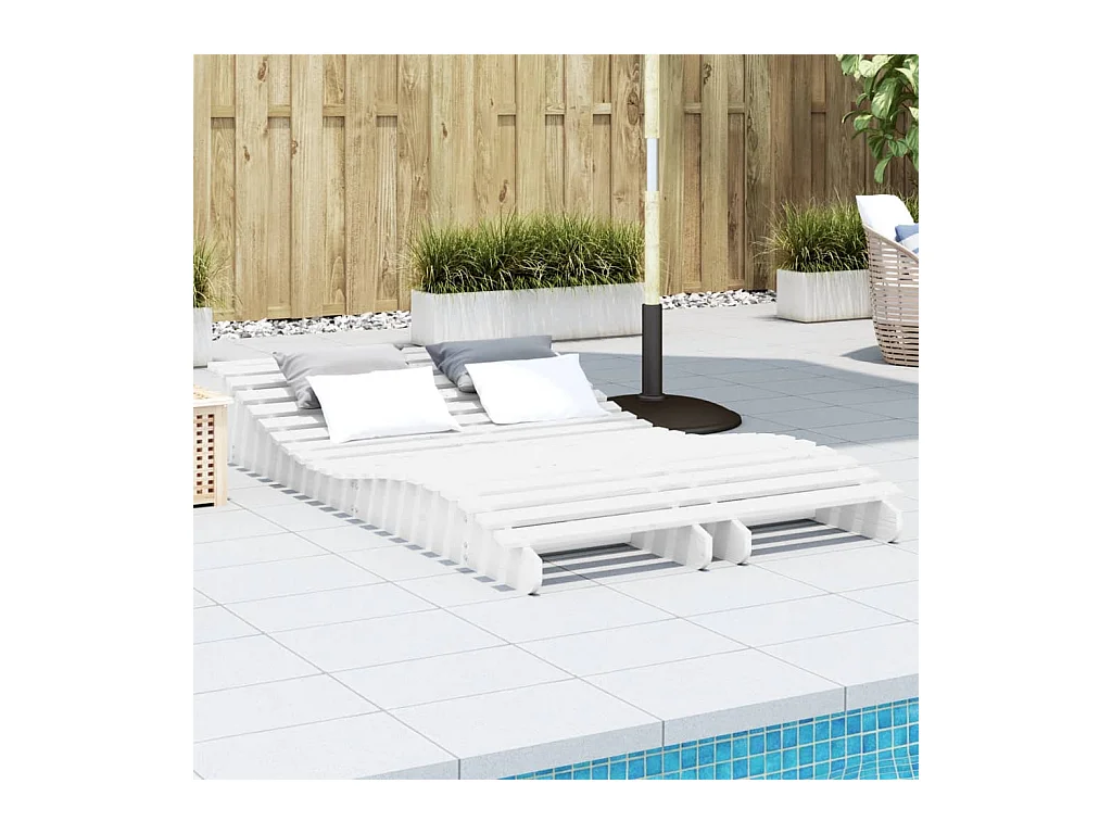 Chaises longues lot de 2 blanc 205x60x31,5cm bois massif de pin