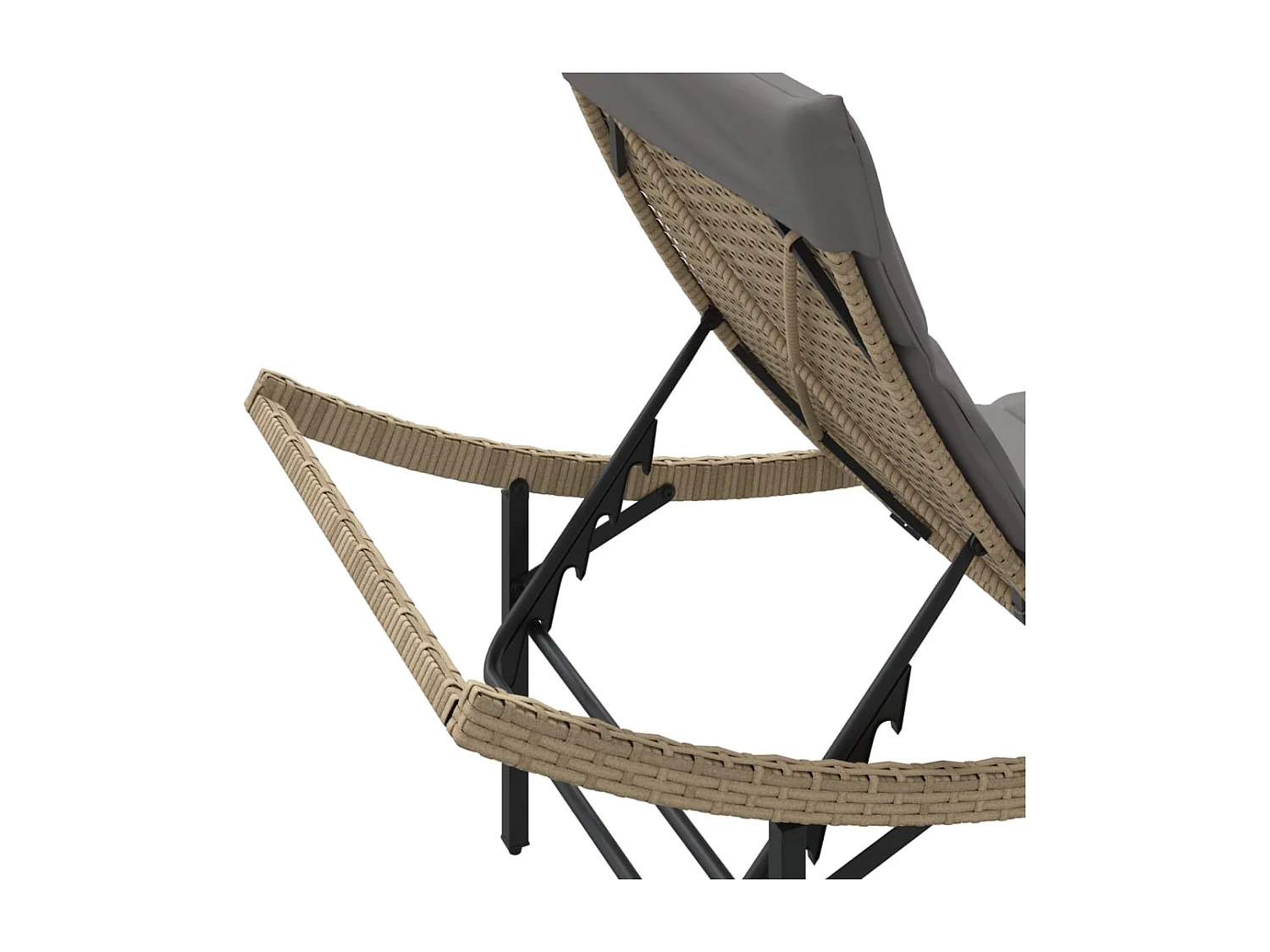 Set di 2 sedie a sdraio con tavolo in resina intrecciata beige