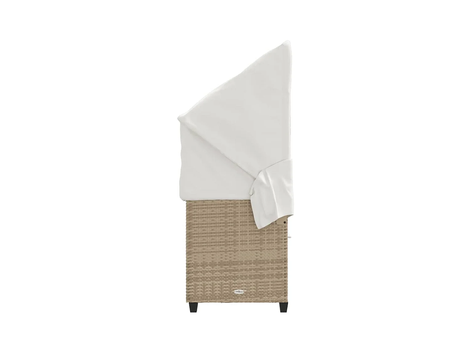 Chaise longue avec auvent et coussins beige résine tressée