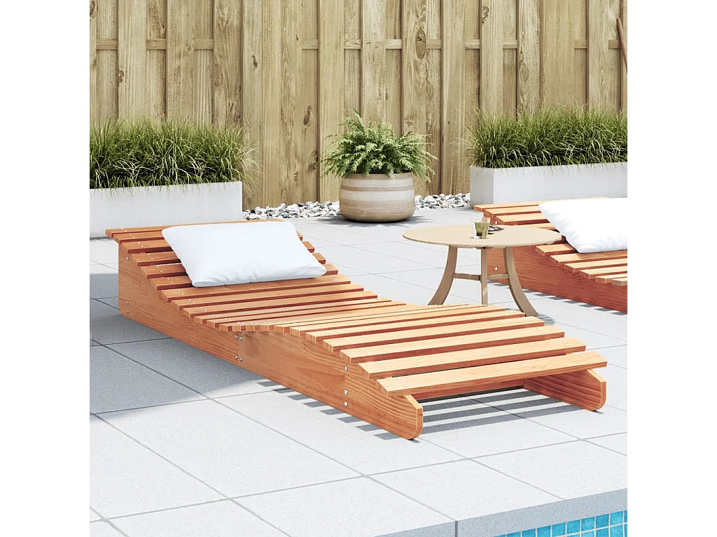 Chaise longue cire marron 205x60x31,5 cm bois massif de pin