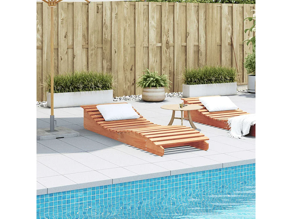 Chaise longue cire marron 205x60x31,5 cm bois massif de pin