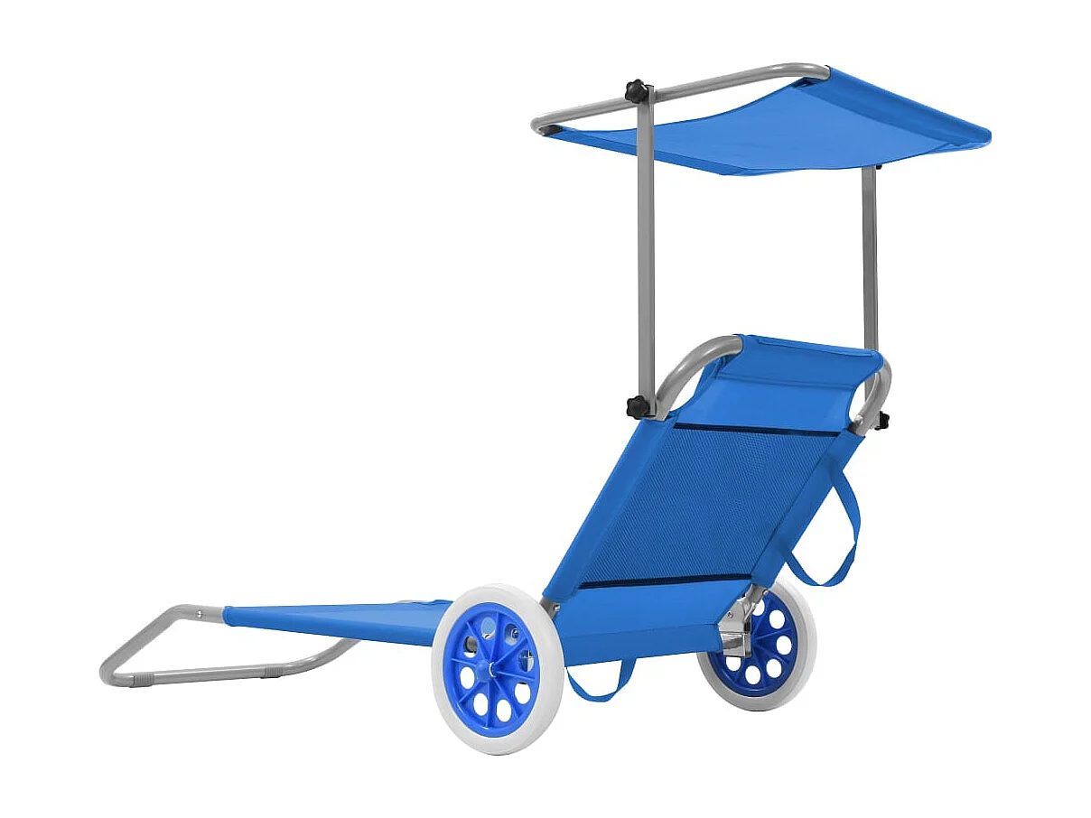 Espreguiçadeira dobrável com dossel e rodas Steel Blue
