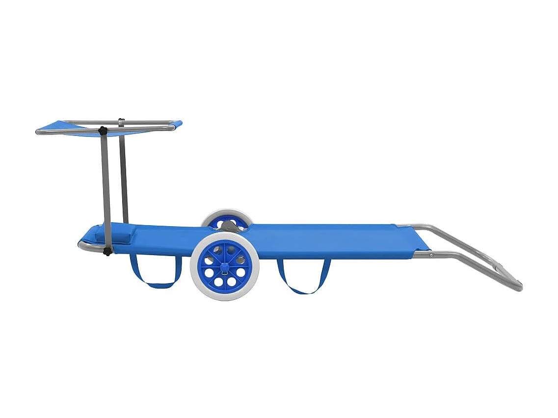 Espreguiçadeira dobrável com dossel e rodas Steel Blue