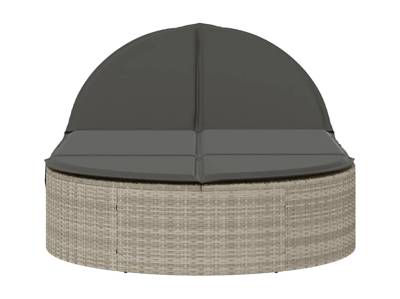 Chaise longue double avec coussins gris clair résine tressée