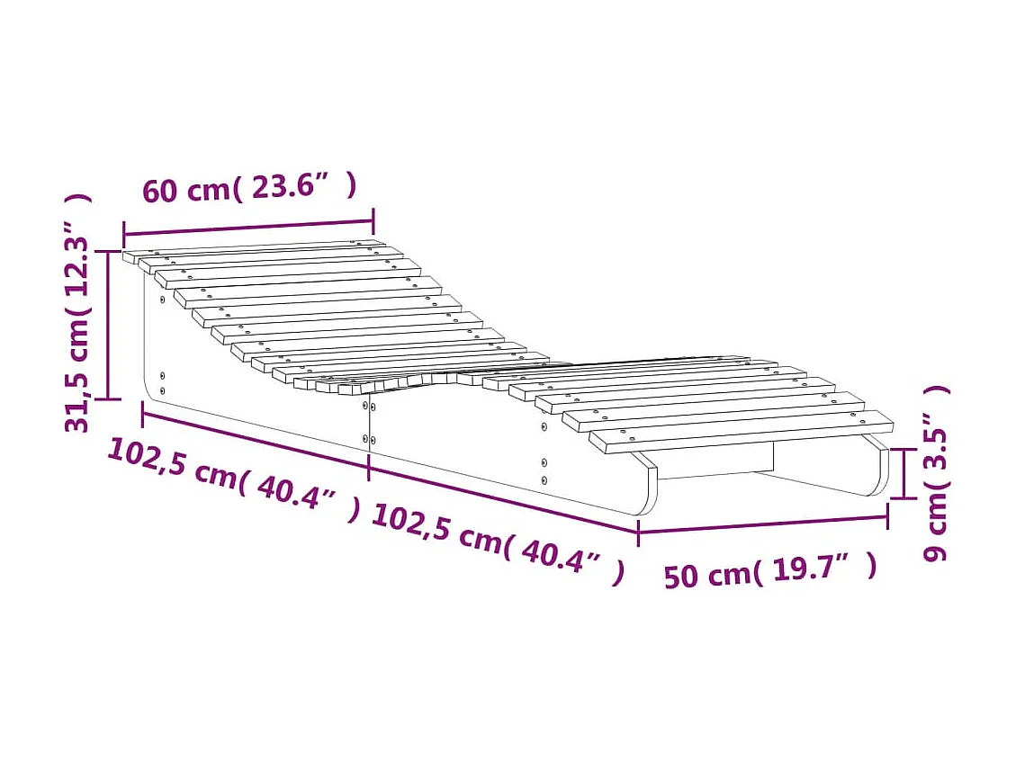 Loungesessel 205x60x31,5 cm aus massivem Kiefernholz