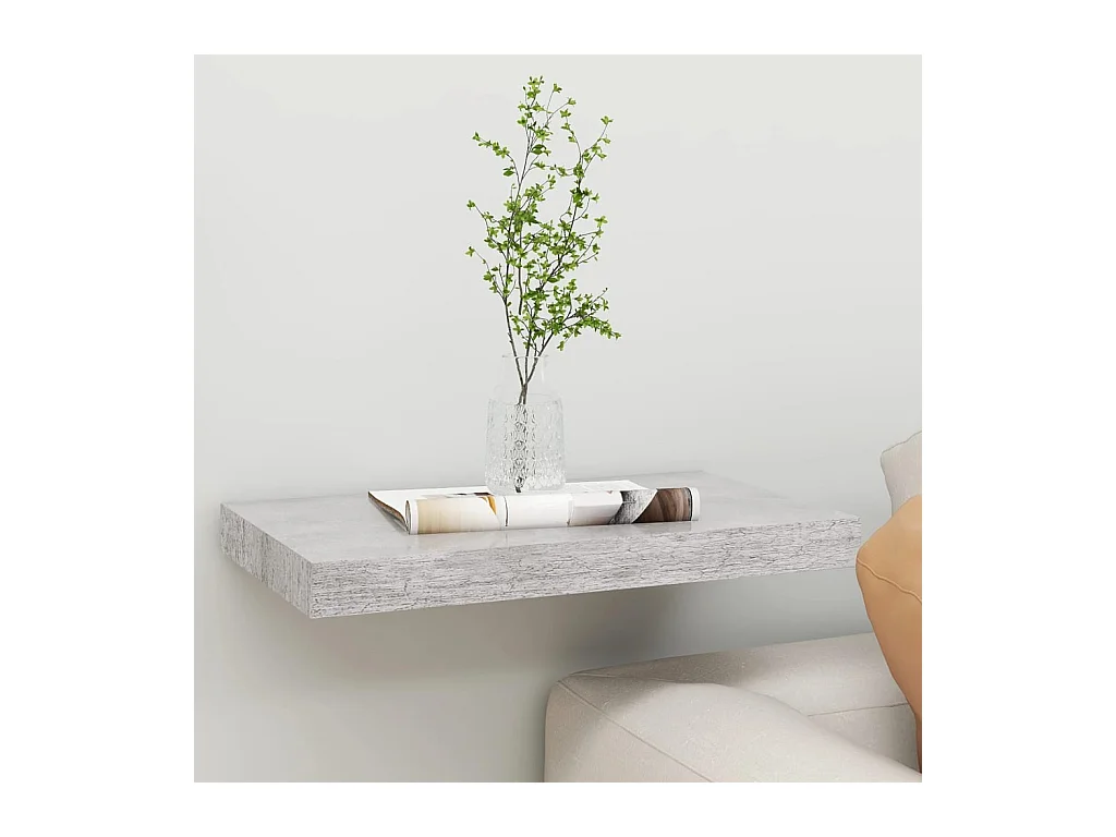Étagère murale flottante gris béton 40x23x3,8 cm MDF