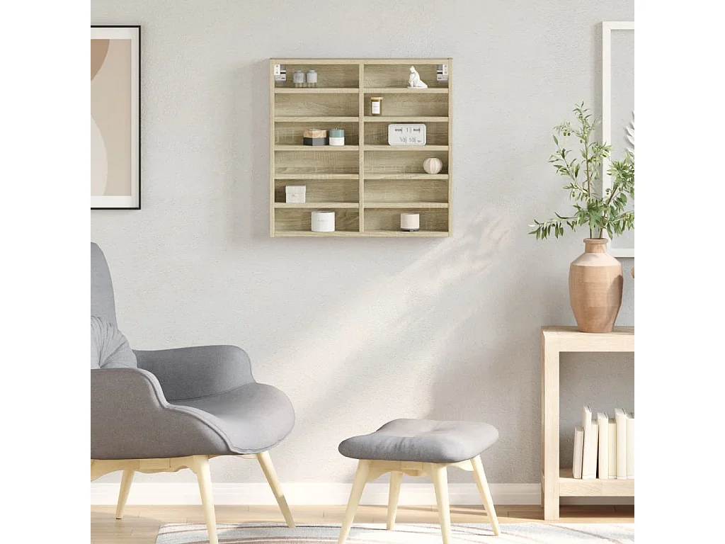 Vitrinenschrank Sonoma-Eiche 60x8,5x58 cm Holzwerkstoff