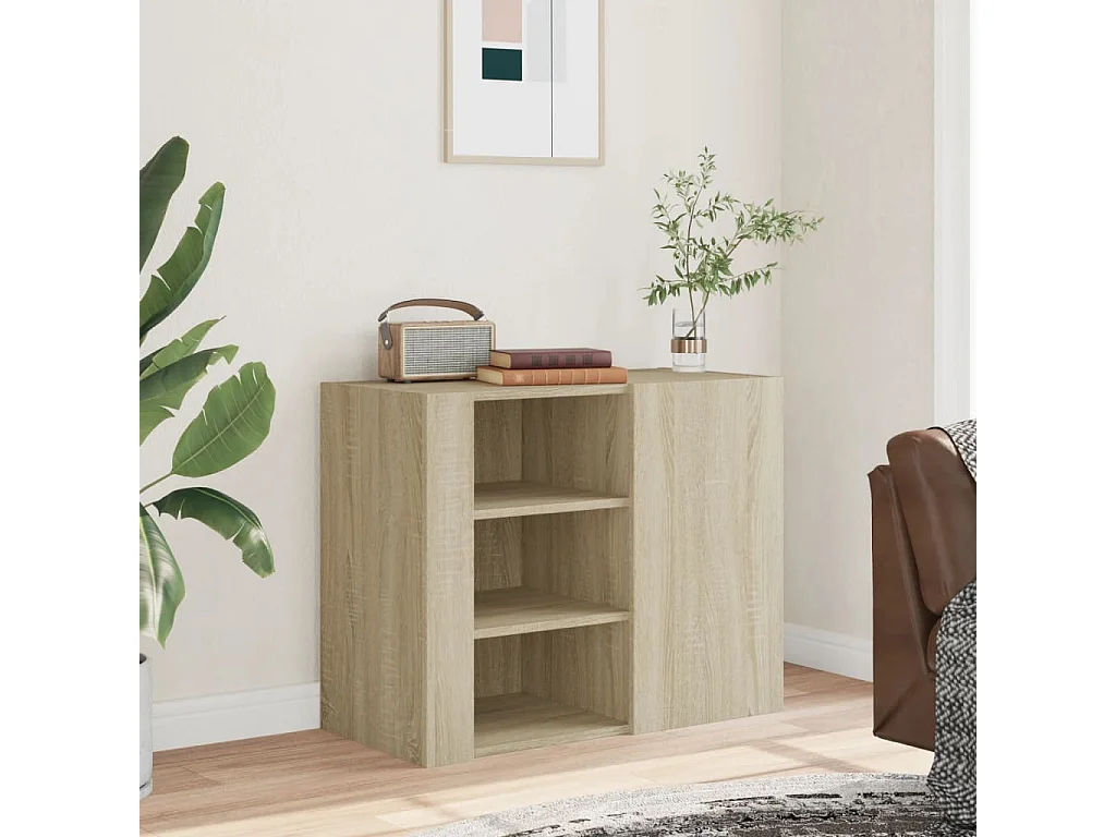Wandkast 75x35x60 cm bewerkt hout sonoma eikenkleurig