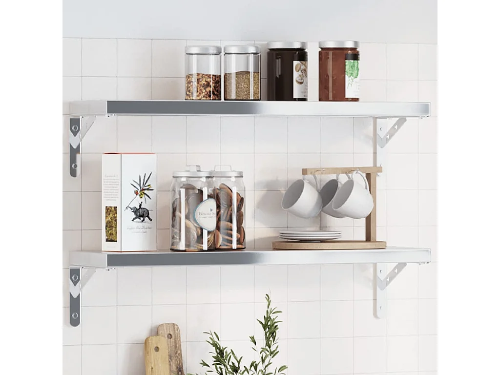 Suportes prateleira 4pcs 20x2,5x14 cm aço inoxidável prateado