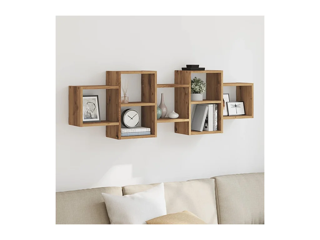 Étagère murale chêne artisanal 129x18x42 cm bois d'ingénierie