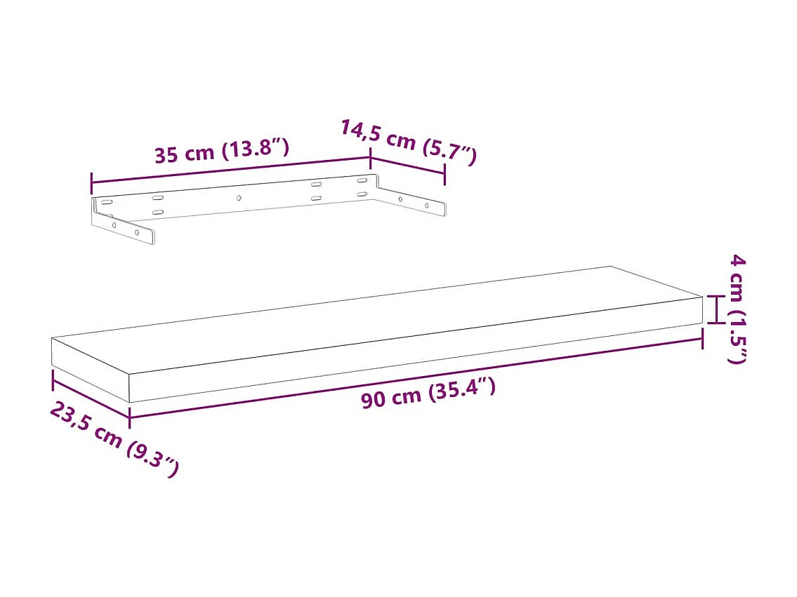 Mensola Pensile 90x23,5x4 cm in Truciolato
