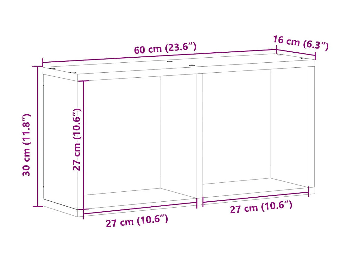 Armoire murale 60x16x30 cm noir bois d'ingénierie