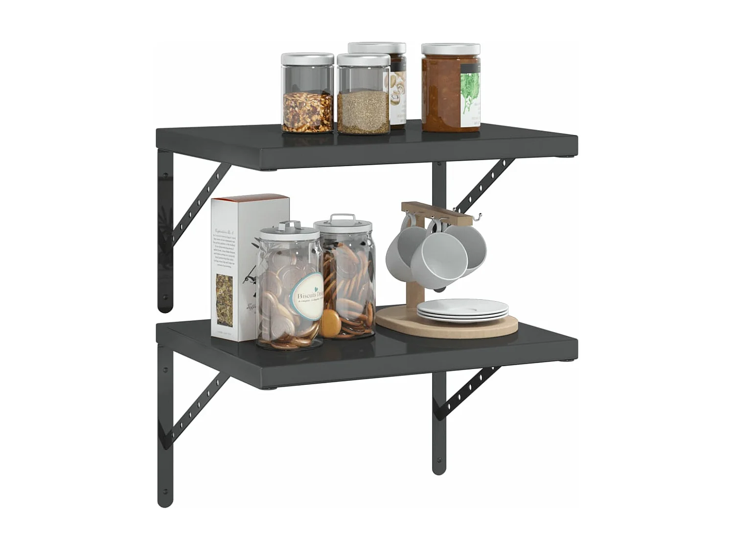 Prateleiras de parede 2 pcs 50x40x3 cm aço inoxidável prateado