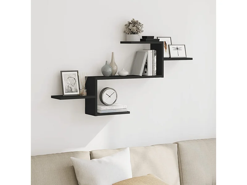 Scaffale a Parete Nero 104x15x49 cm in Truciolato