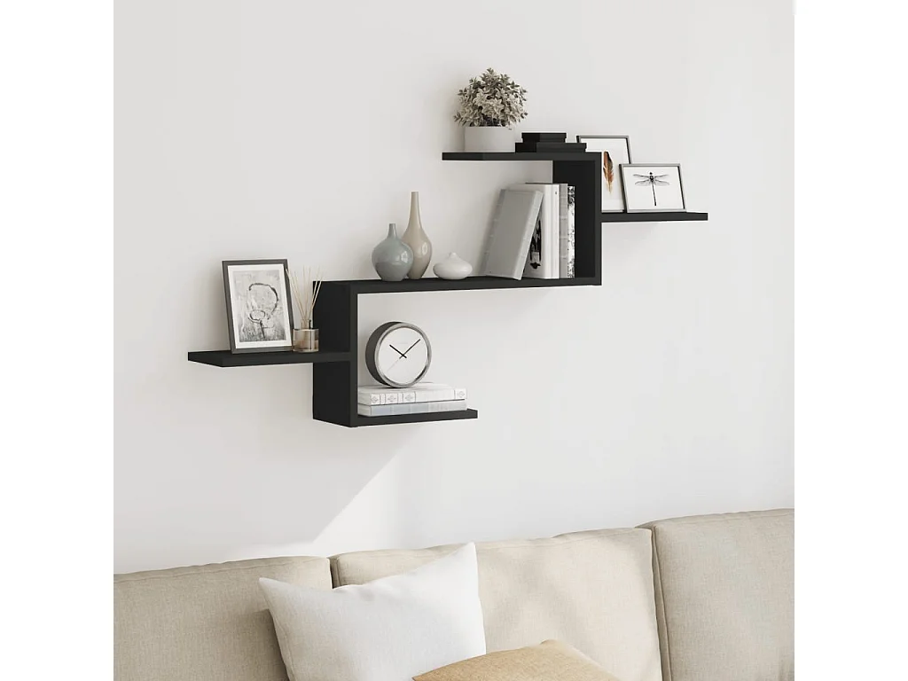 Scaffale a Parete Nero 104x15x49 cm in Truciolato