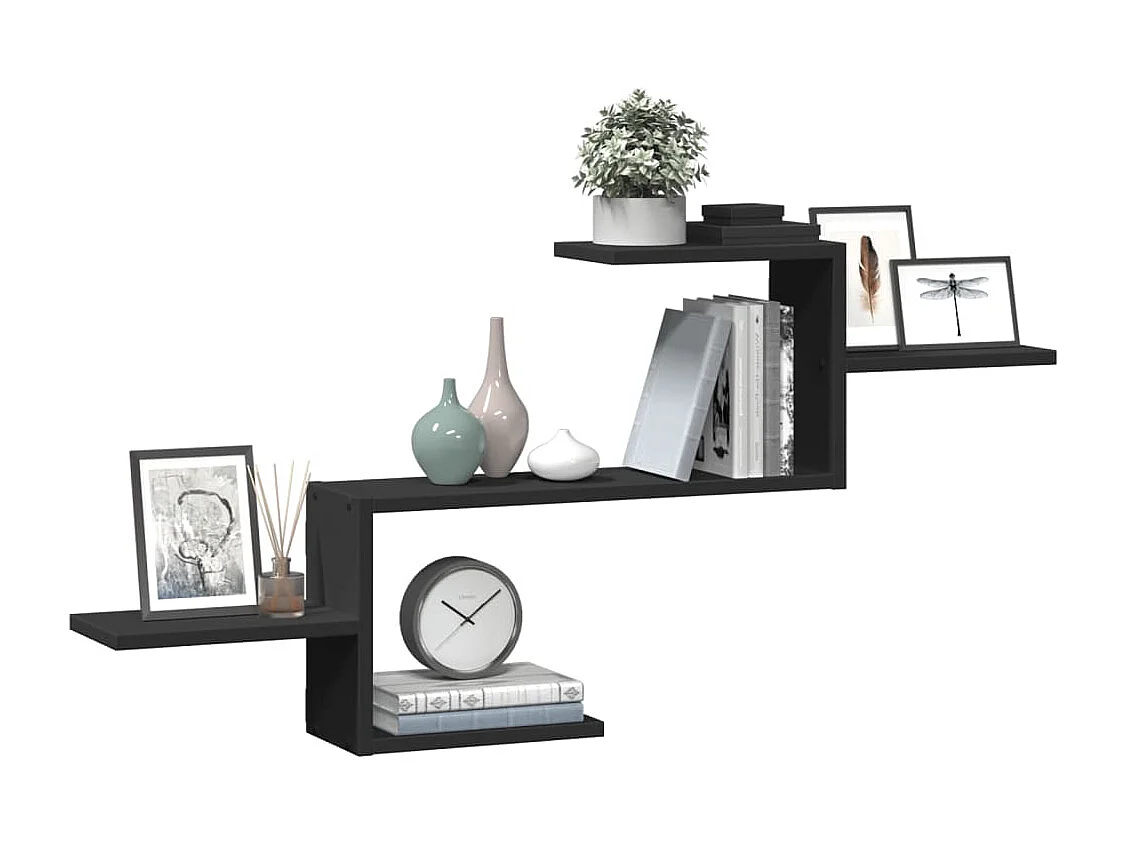 Étagère murale noir 104x15x49 cm bois d'ingénierie