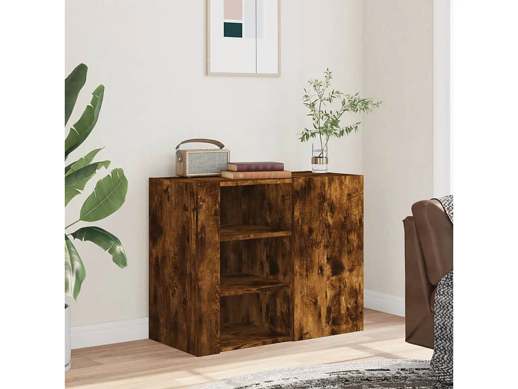 Armoire murale chêne fumé 75x35x60 cm bois d'ingénierie