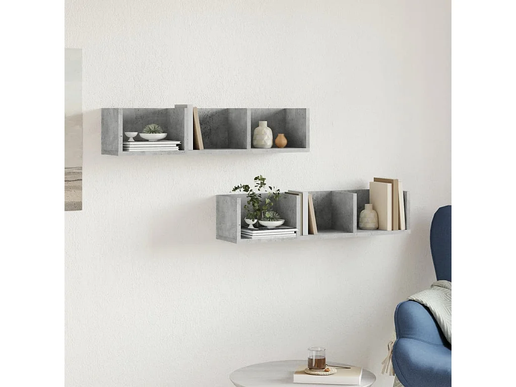 Muebles de pared 2 uds madera de ingeniería gris hormigón