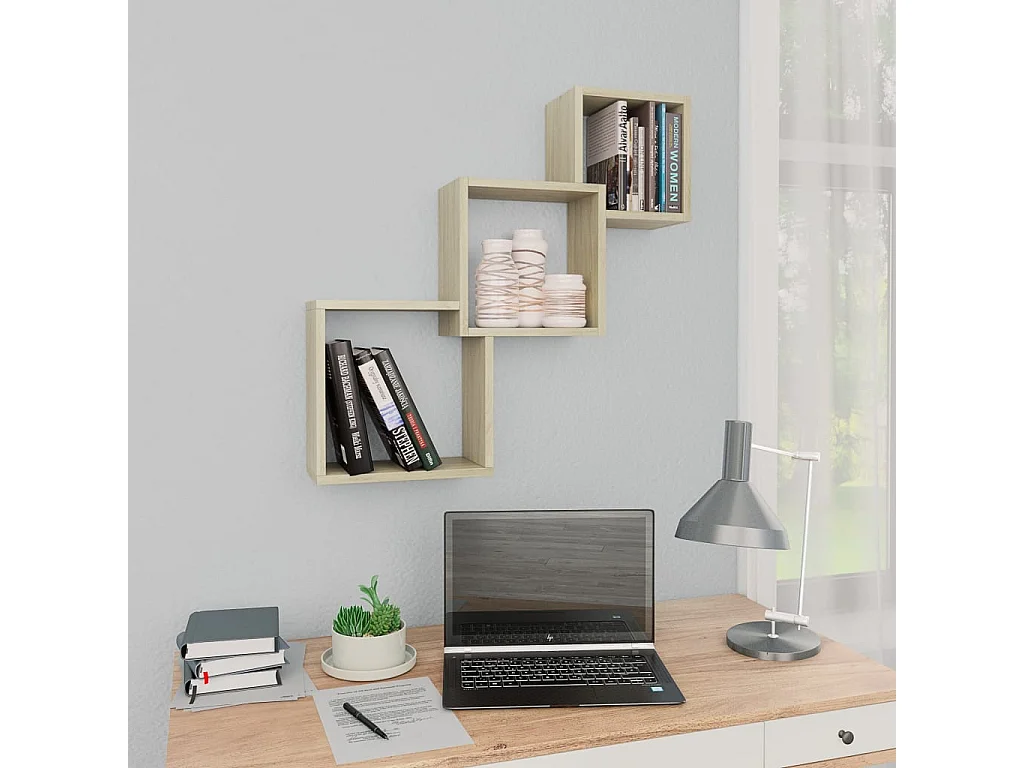 Cube Wandregale Sonoma-Eiche 68x15x68 cm Holzwerkstoff