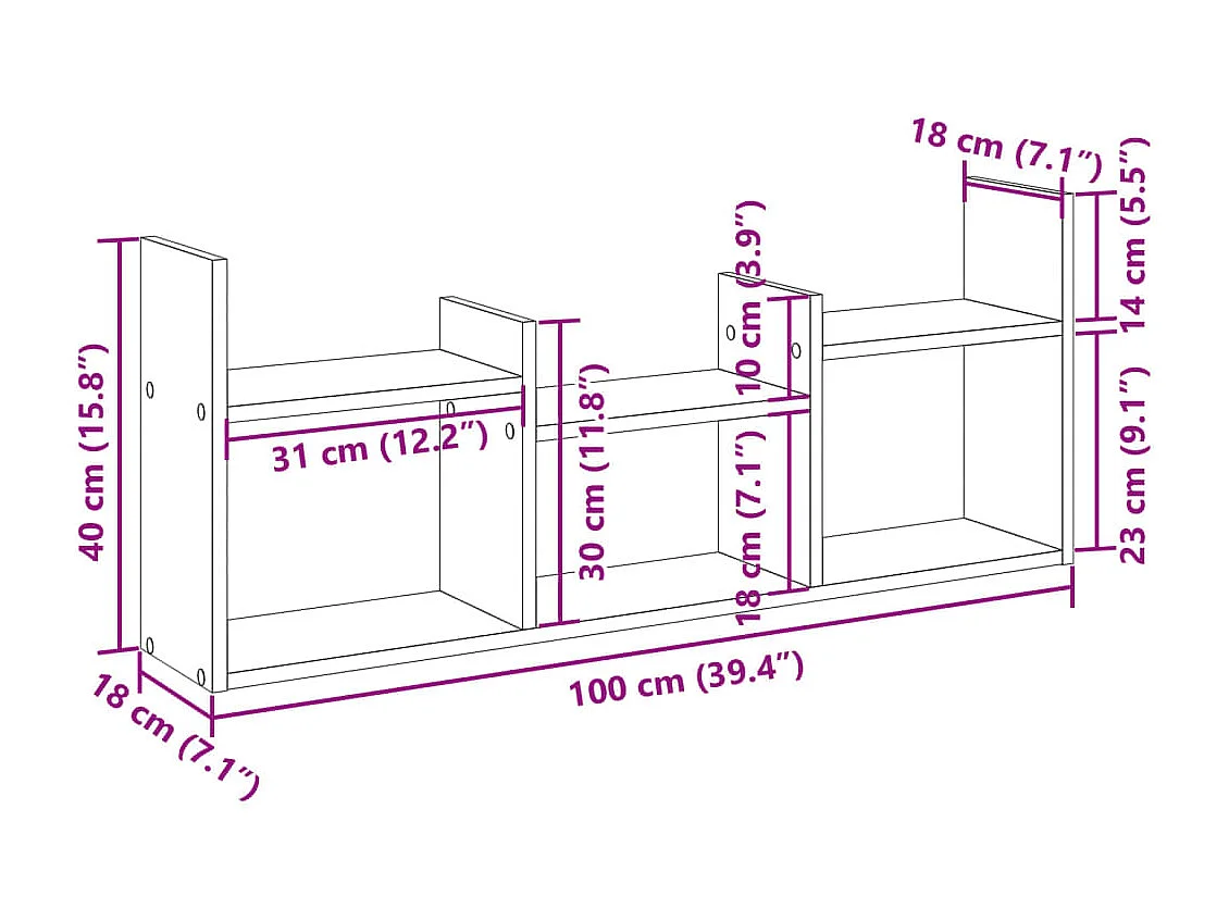 Armoire murale 100x18x40 cm chêne sonoma bois d'ingénierie