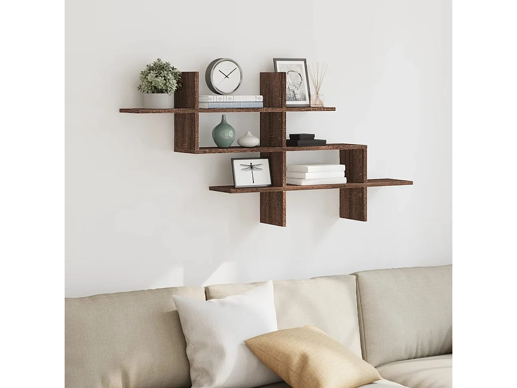 Étagère murale chêne marron 124,5x18x60,5 cm bois d'ingénierie