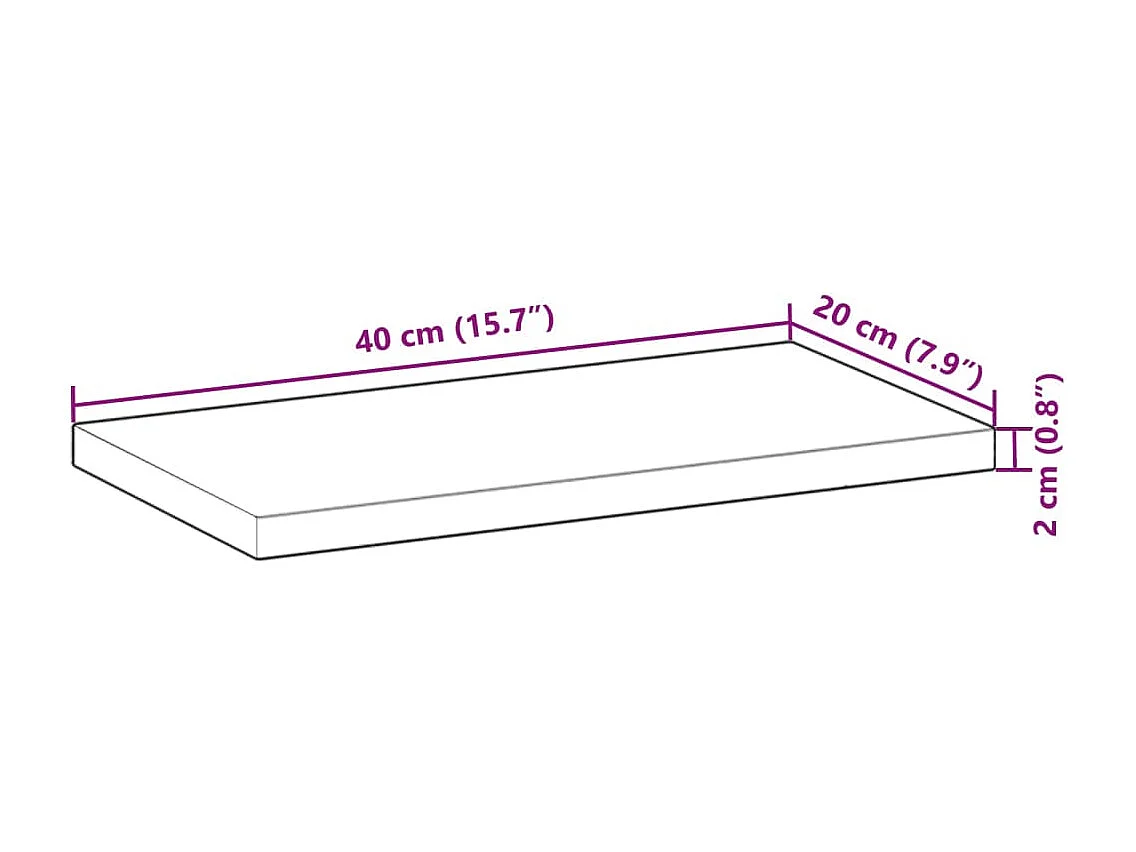 Schweberegal 40x20x2 cm Massivholz Akazie Unbehandelt