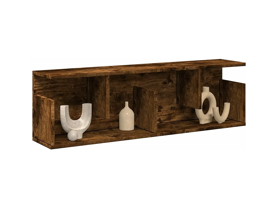 Wandkast 100x20x30 cm bewerkt hout gerookt eikenkleurig