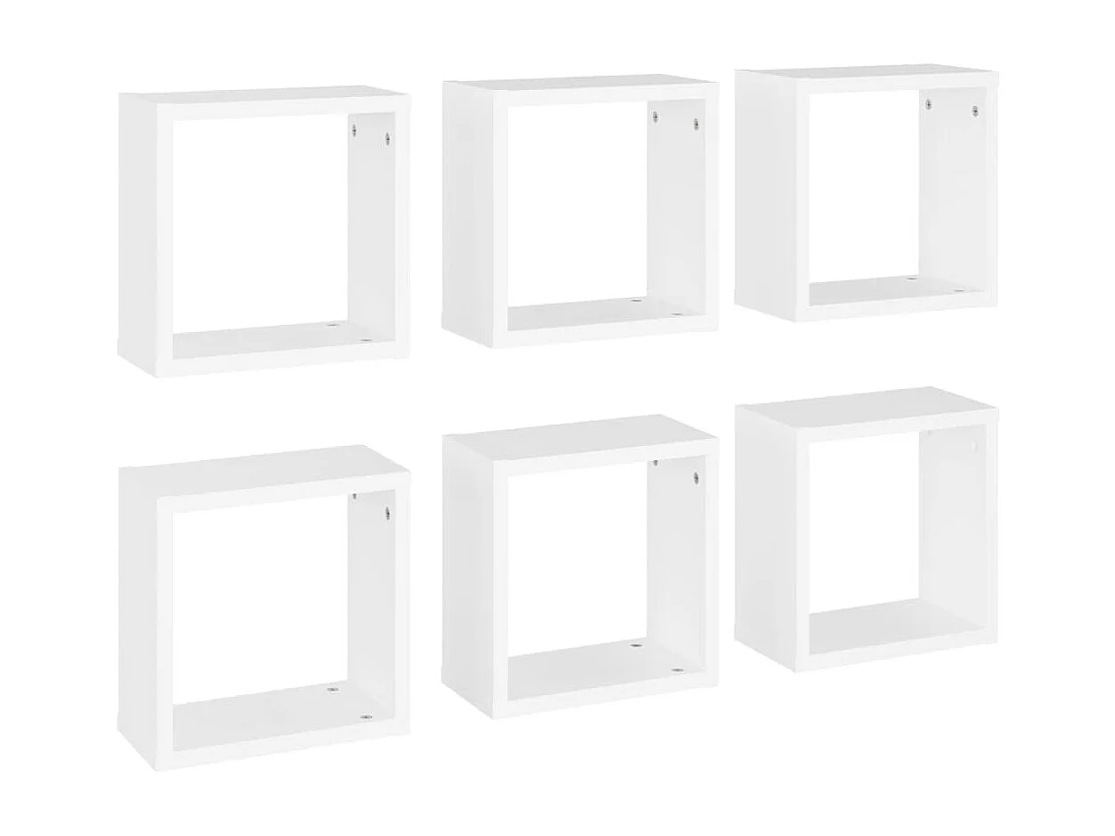 Mensole Parete a Cubo 6 pz Bianche 30x15x30 cm