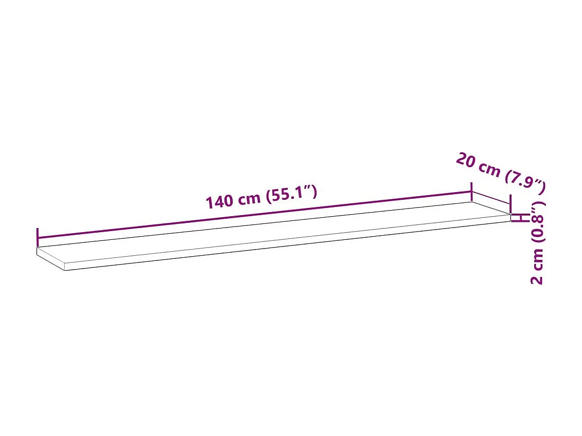 Ripiano a Parete 140x20x2cm Legno Massello Acacia Rifinito Olio