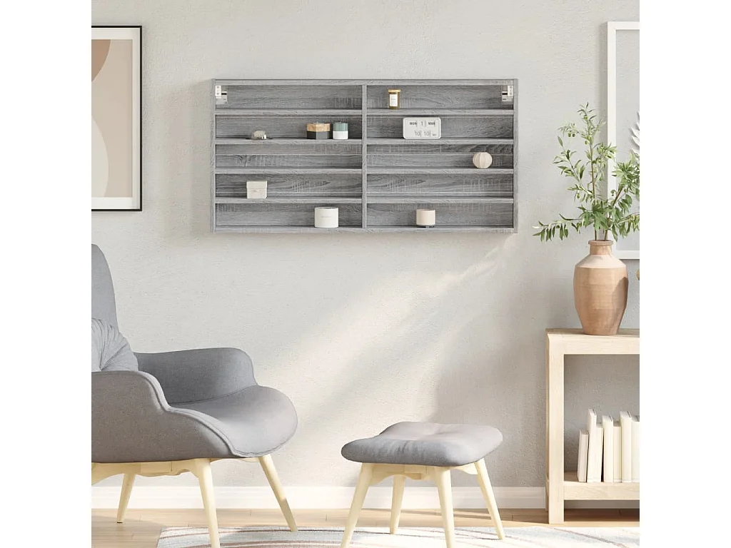 Armoire à vitrine sonoma gris 100x8,5x50 cm bois d'ingénierie