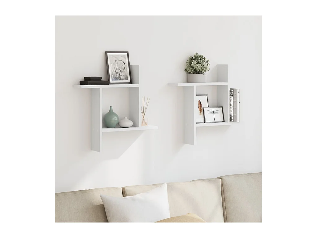 Étagères murales 2 pcs blanc 50x12x50 cm bois d'ingénierie
