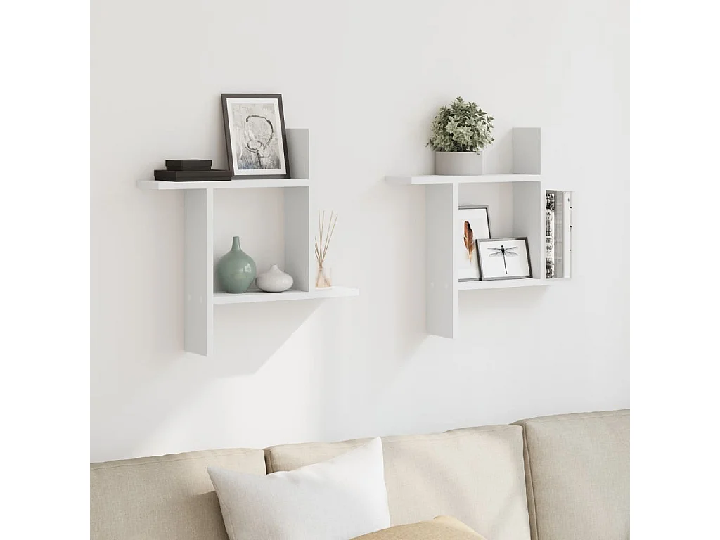 Étagères murales 2 pcs blanc 50x12x50 cm bois d'ingénierie