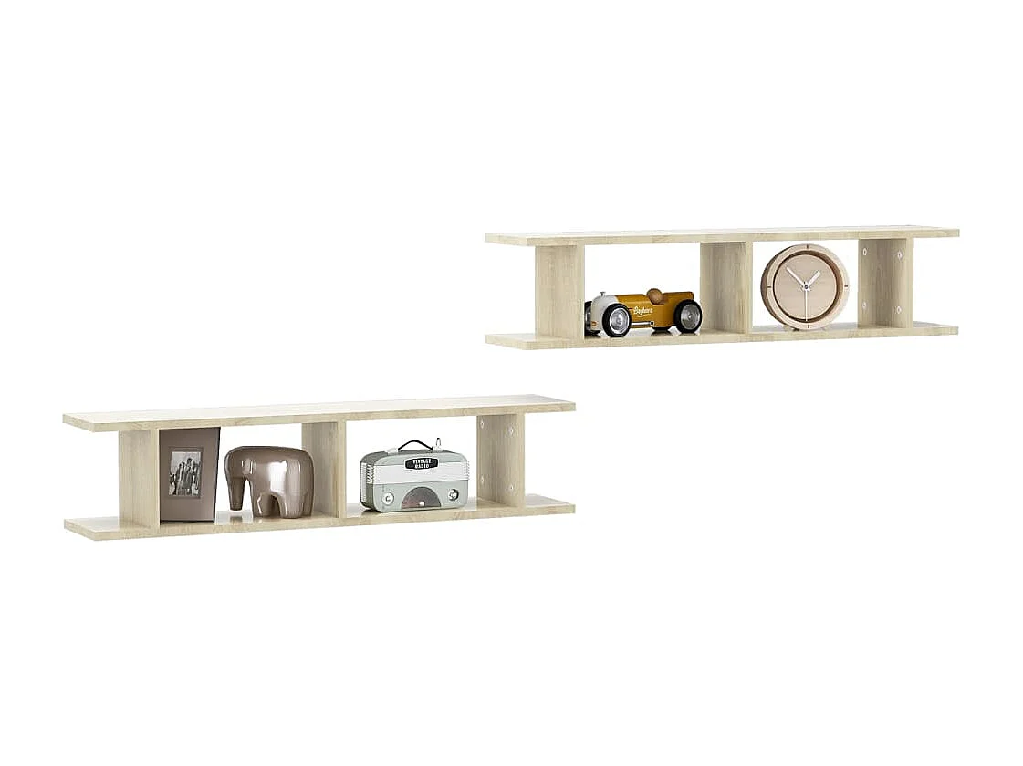 Étagères murales 2pcs Chêne sonoma 90x18x20cm bois d'ingénierie