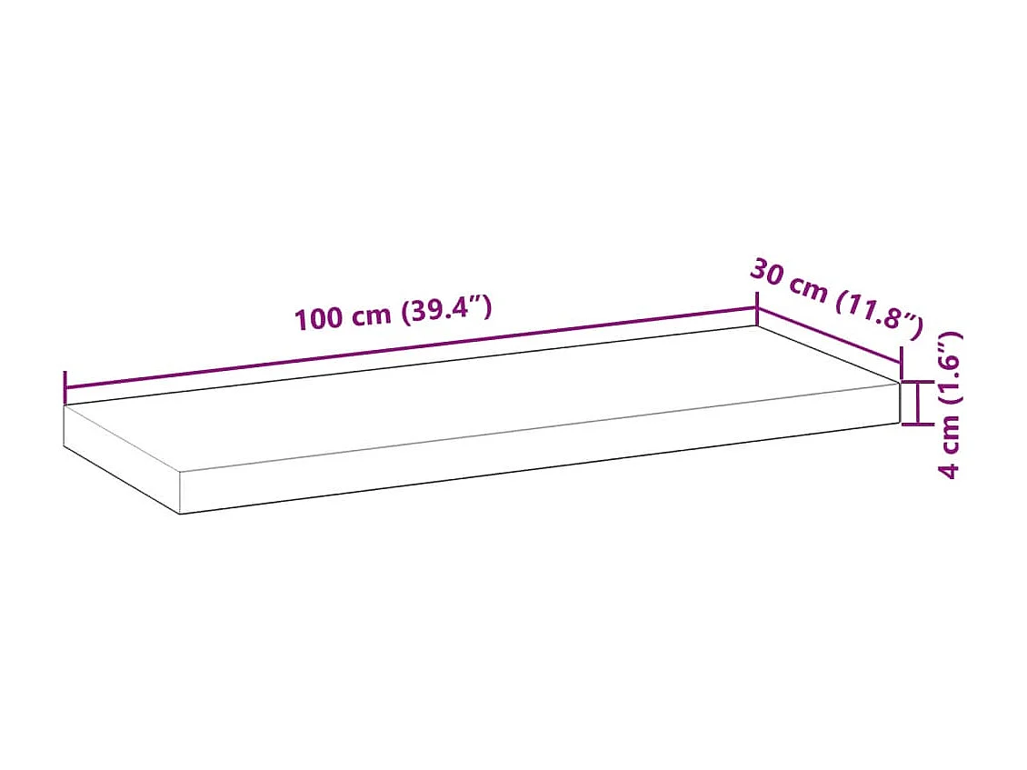 Schweberegal 100x30x4 cm Massivholz Akazie Ölbehandelt