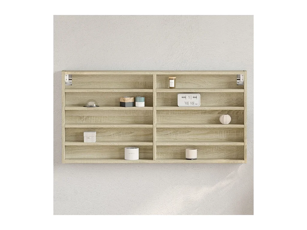 Vitrinekast 100x8,5x50 cm bewerkt hout sonoma eikenkleurig