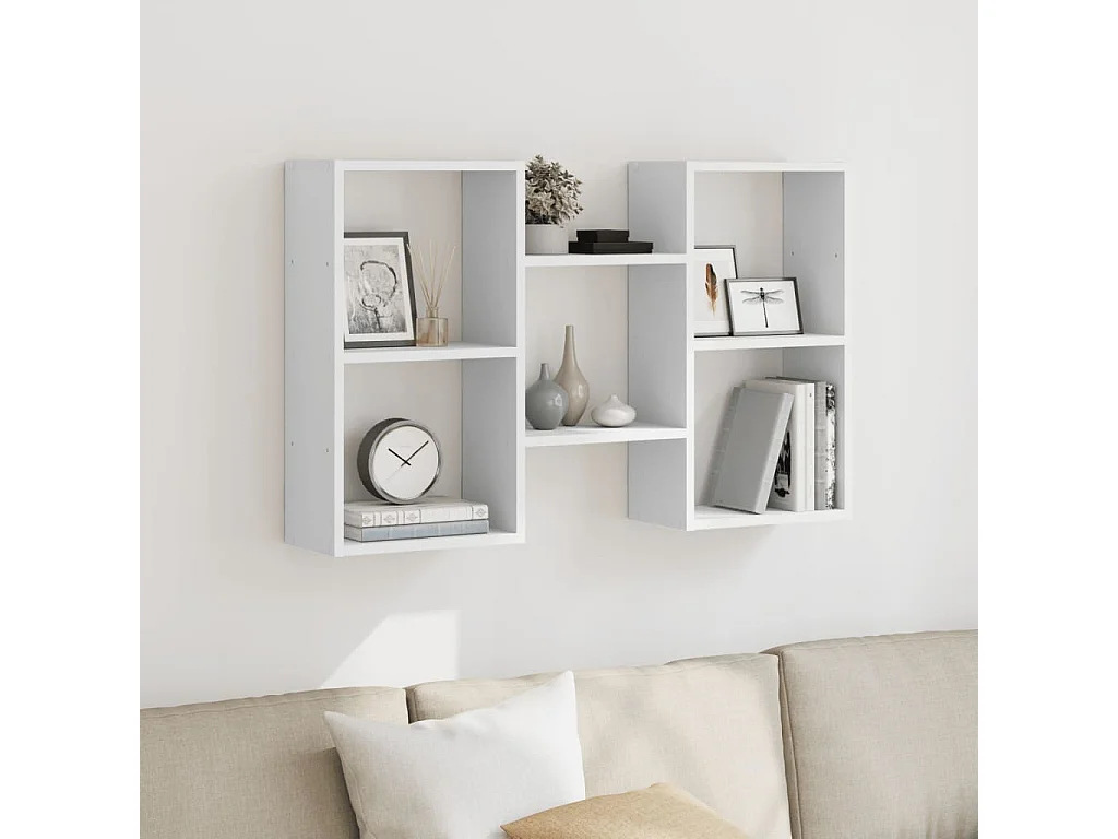 Wandschap 96x18x60 cm bewerkt hout wit